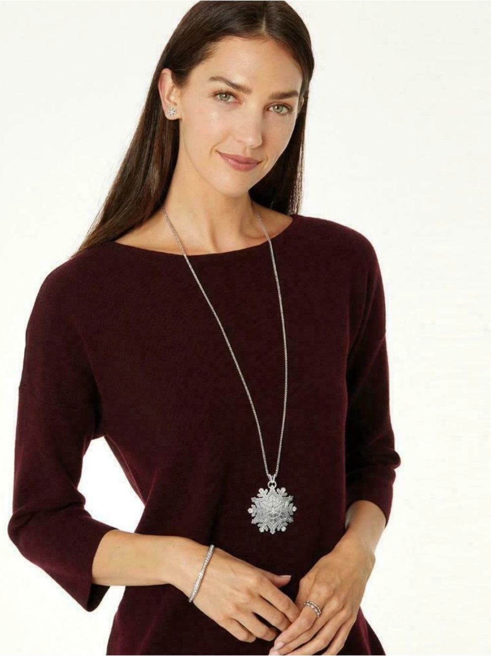 Brighton SNOWFLAKE DREAM Convertible Long Silver Pendant Necklace